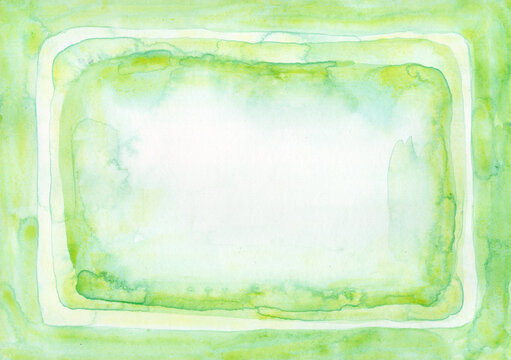 Abstract green watercolor frame background with copy space