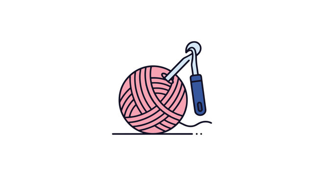 Yarn Ball With Crochet Hook creative decorative abstract vector