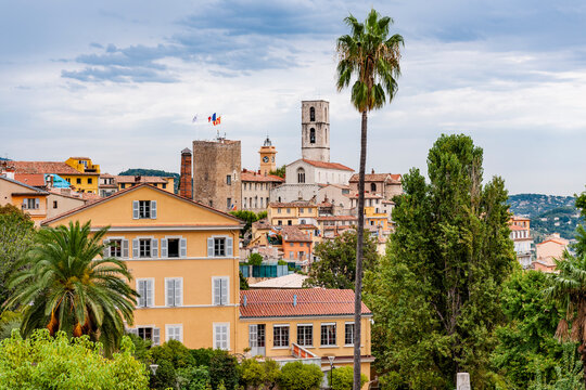 View over the old town and Cathedral Notre-Dame-du-Puy in Grasse