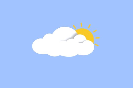 Partly cloudy weather forecast illustration on blue background