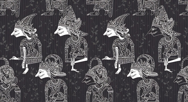 Decorative Indonesian cultural heritage Wayang Kulit textile print