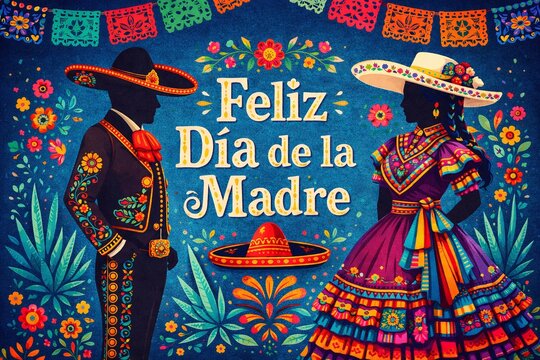 feliz dia de la madre dress silhouettes
