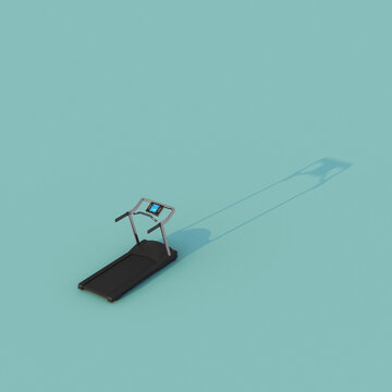 3D rendering of a treadmill with shadow on blue background