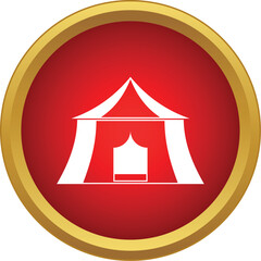 Fototapeta premium White circus tent icon inside a vibrant red and gold circle
