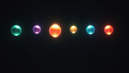 Fototapeta premium Minimal Row of Small Glowing Spheres on Dark Background