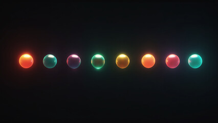 Fototapeta premium Evenly Spaced Neon Spheres Minimal Abstract Line