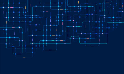 Fototapeta premium Circuit connect lines and dots. Network technology and Connection concept. Decentralized network nodes connections