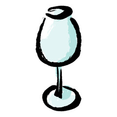 Obraz premium 筆タッチの手描きのワイングラスのイラスト