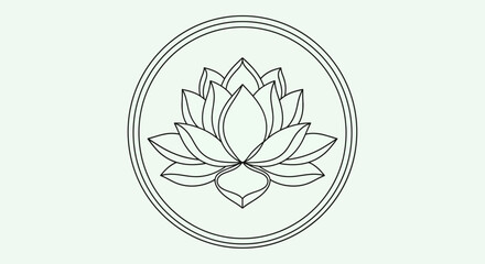 Fototapeta premium Outline Lotus Flower Emblem