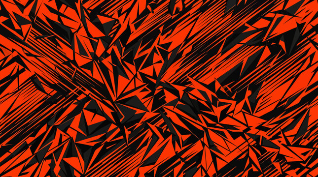 Racing car wrap texture, orange and black geometric sports livery pattern, abstract aggressive speed lines vector, automotive vinyl decal background