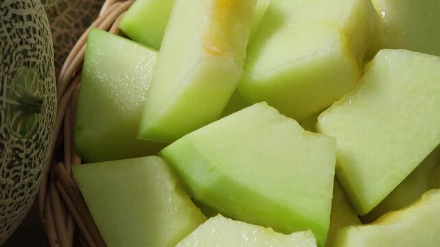 Close-up of a ripe green melon	