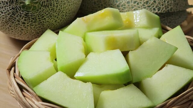 Close-up of a ripe green melon	