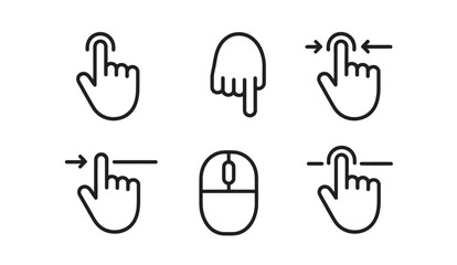 Fototapeta premium Set of computer mouse and hand gesture icons for touch screen interface and web navigation