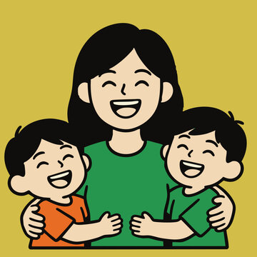 Adobe Illustrator Artwork mother dan anak nya 