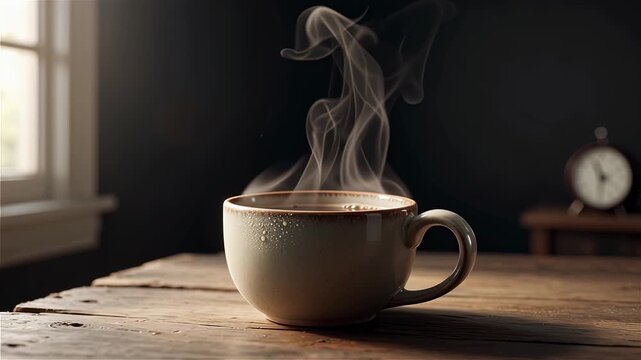 coffee cup with steam rising