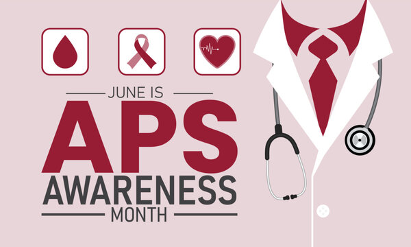 Aps awareness month medical graphic with doctor icon and stethoscope, syndrome