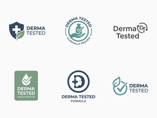Fototapeta premium Derma Tested Emblem Collection: Luxury Branding Icons for Organic Skincare and Cosmetic Packaging Design