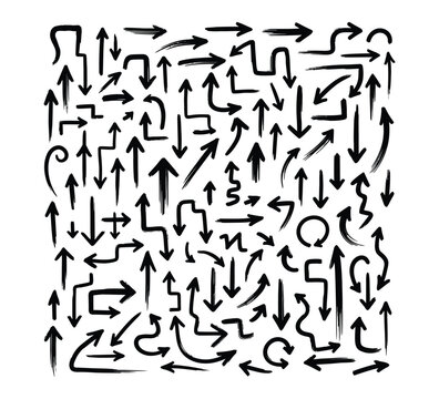 Chaotic collection of black arrows a dense and disorienting visual pattern
