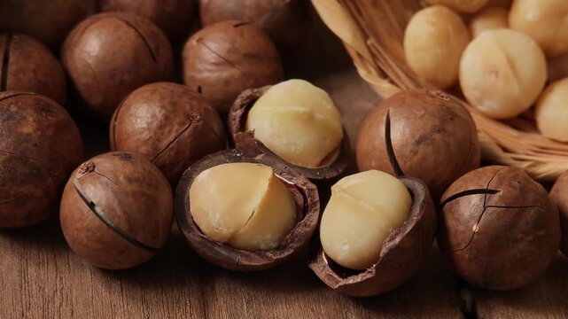 Macadamia nuts in a basket	