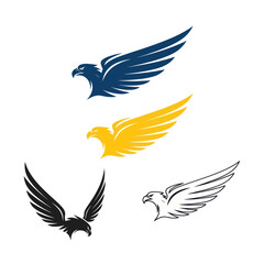 Fototapeta premium Eagle Logo Set: Blue, Yellow, Black, and Sketch Styles