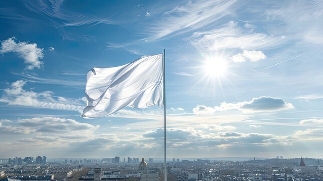 The White Olympics Flag soars above Paris, symbolizing unity and sportsmanship. Invest in the global celebration of athletic excellence.