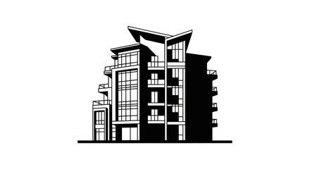 Modern Apartment Building Silhouette, Contemporary Architecture Design © anis