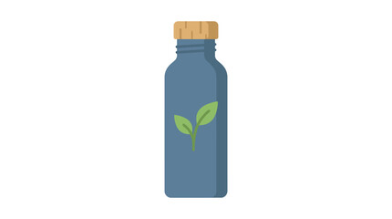 Fototapeta premium Reusable water bottle with leaf illustration, hydration and eco friendly lifestyle concept icon