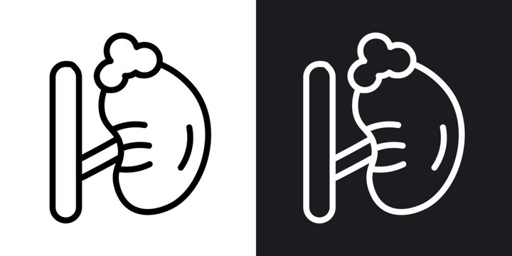 Adrenal gland outlined icon vector collection.