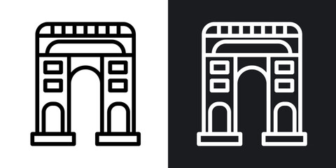 Fototapeta premium Arc de Triomphe outlined icon vector collection.