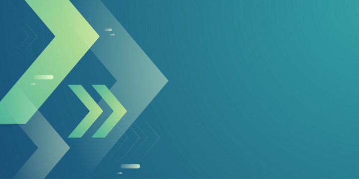 Abstract blue background with green arrow shapes pattern motion design. Simple and trendy banner style. 