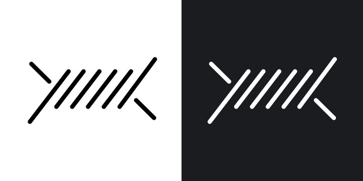 Barbed wire outlined icon vector collection.