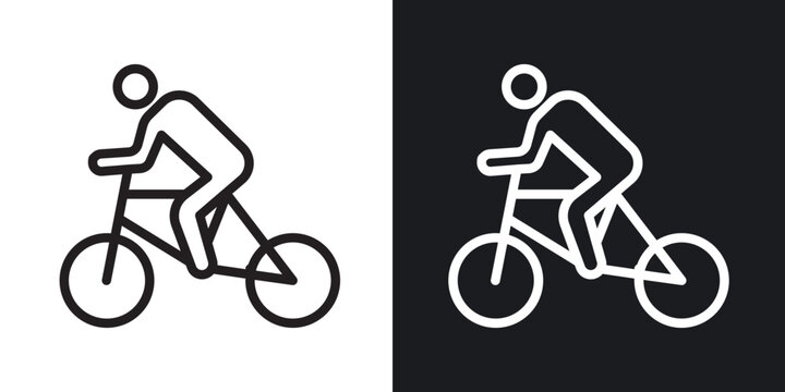 Bicycle rider outlined icon vector collection.