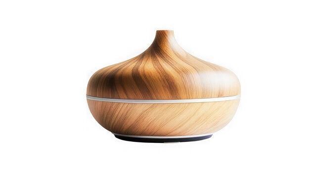 A wooden essential oil diffuser on transparent background