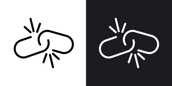 Broken link outlined icon vector collection.