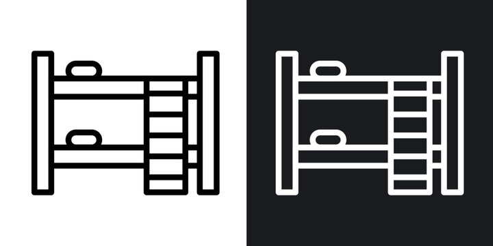 Bunk bed outlined icon vector collection.