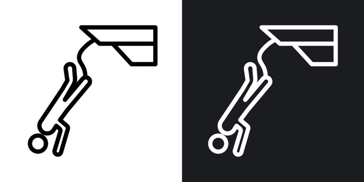 Bungee jumping outlined icon vector collection.