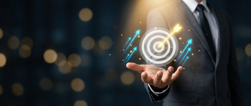 Achieving business success through targeted strategies and innovation corporate environment digital illustration professional perspective growth mindset