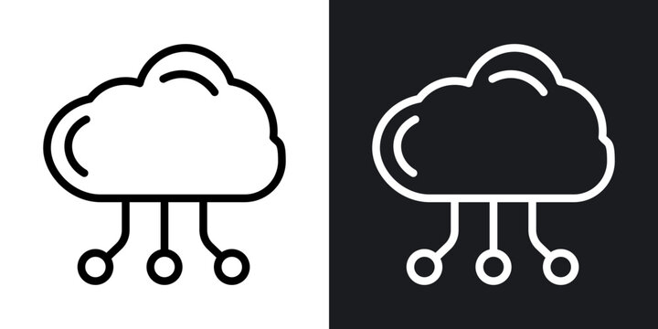 Cloud computing outlined icon vector collection.