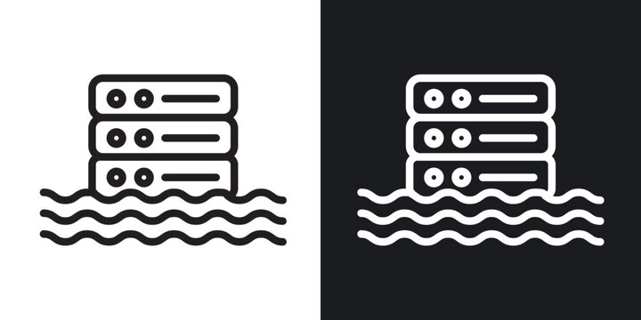 Data lake outlined icon vector collection.