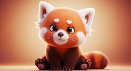 Fototapeta premium Adorable red panda cub a charming wildlife portrait for redpanda lovers and conservation efforts