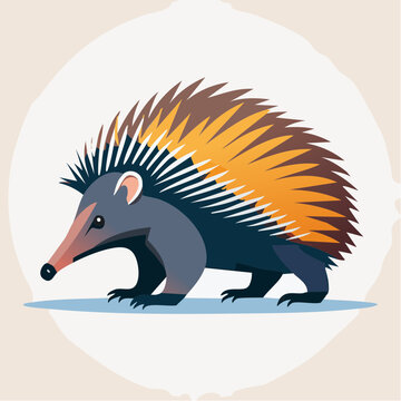 Stylized Illustration of an Echidna