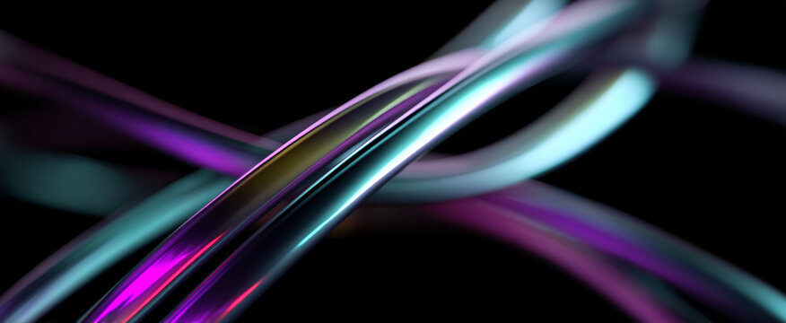 Iridescent twisted metal bands and luminous strands ideal for high-end business and tech visuals.