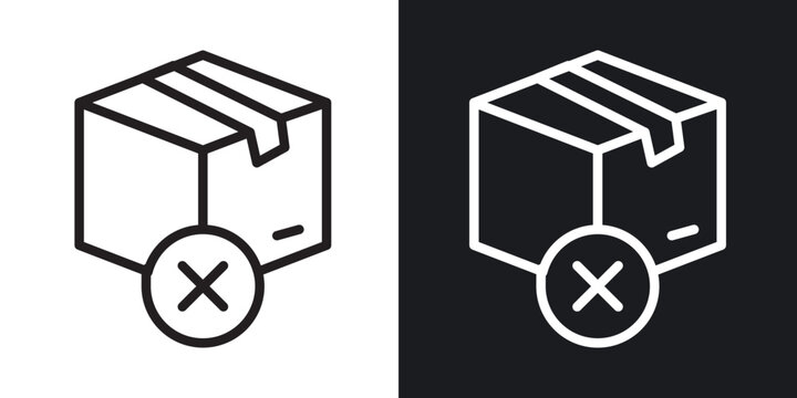 Delivery cancelled outlined icon vector collection.