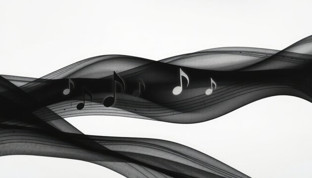 Abstract musical flow with notes for event invitations, performance visuals, or educational content