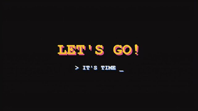 Retro pixel art animation showing a countdown number one followed by lets go its time motivational text.