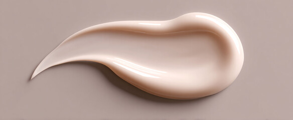 Fototapeta premium Silky lotion cosmetic gel dances over a soft taupe canvas like a gentle breeze