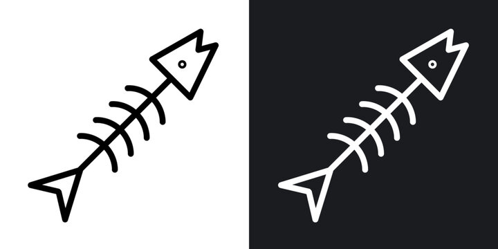 Fish bone outlined icon vector collection.