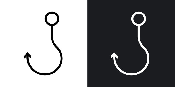Fishing Hook outlined icon vector collection.