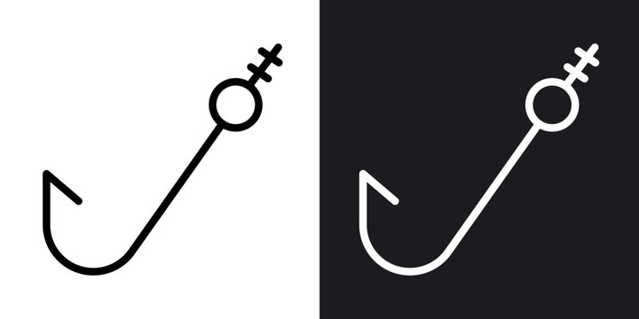 Fishing outlined icon vector collection.
