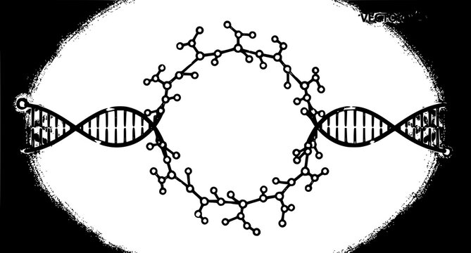 Molecular structure illustration dna and complex chain arrangement